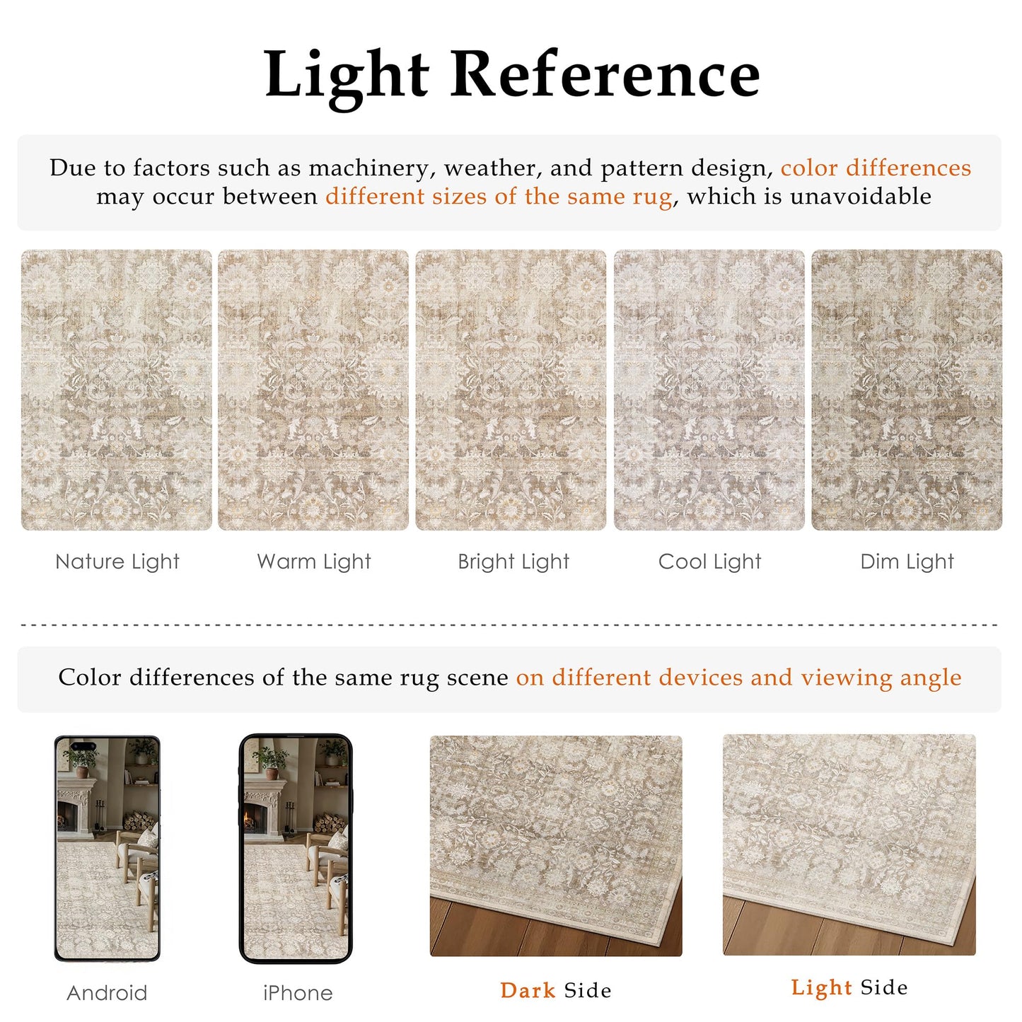 WondRg 9x12 Beige Washable Modern Area Rug Living Room Non Slip Low Pile Floral Extra Large Rug Vintage Traditional Stain Resistant Carpet Bedroom Office Indoor Playroom