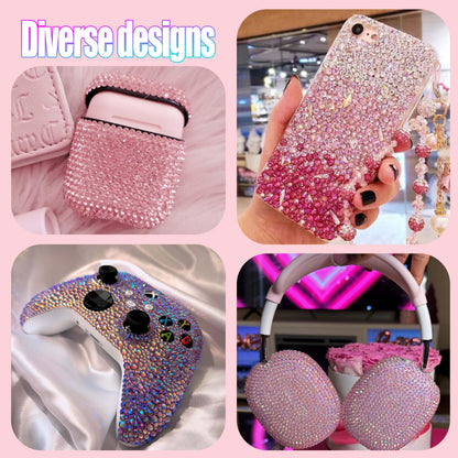LERBOU 90000Pcs Bedazzling Kit for 12 Colors Rhinestones with 4 Shades Each - 12 Box Diamond Art, 3mm Flatback Gems with 4×10ml B7000 Jewelry Glue & Tools, Perfect for Nail Art, Crafting, Clothing