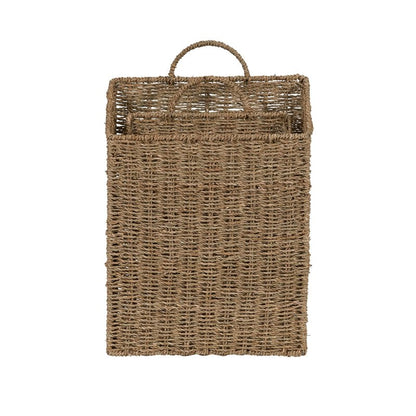 Rectangular Wicker Hanging Baskets, Set of 2, Small and Large, Handwoven Seagrass, Durable Metal Wire Frame, Multipurpose and Contemporary, Perfect for Organizing Newspapers, Mail and More, Natural