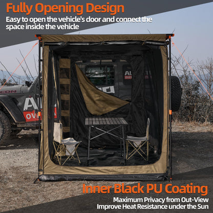 ALL-TOP Awning Room with Floor 6.6' x 8.2' Rip-Stop 210D Oxford Awning Tent with Bug-Resistance Mesh, Waterproof Sun Shelter for Overland, Camping(Black Coating, Room Only)