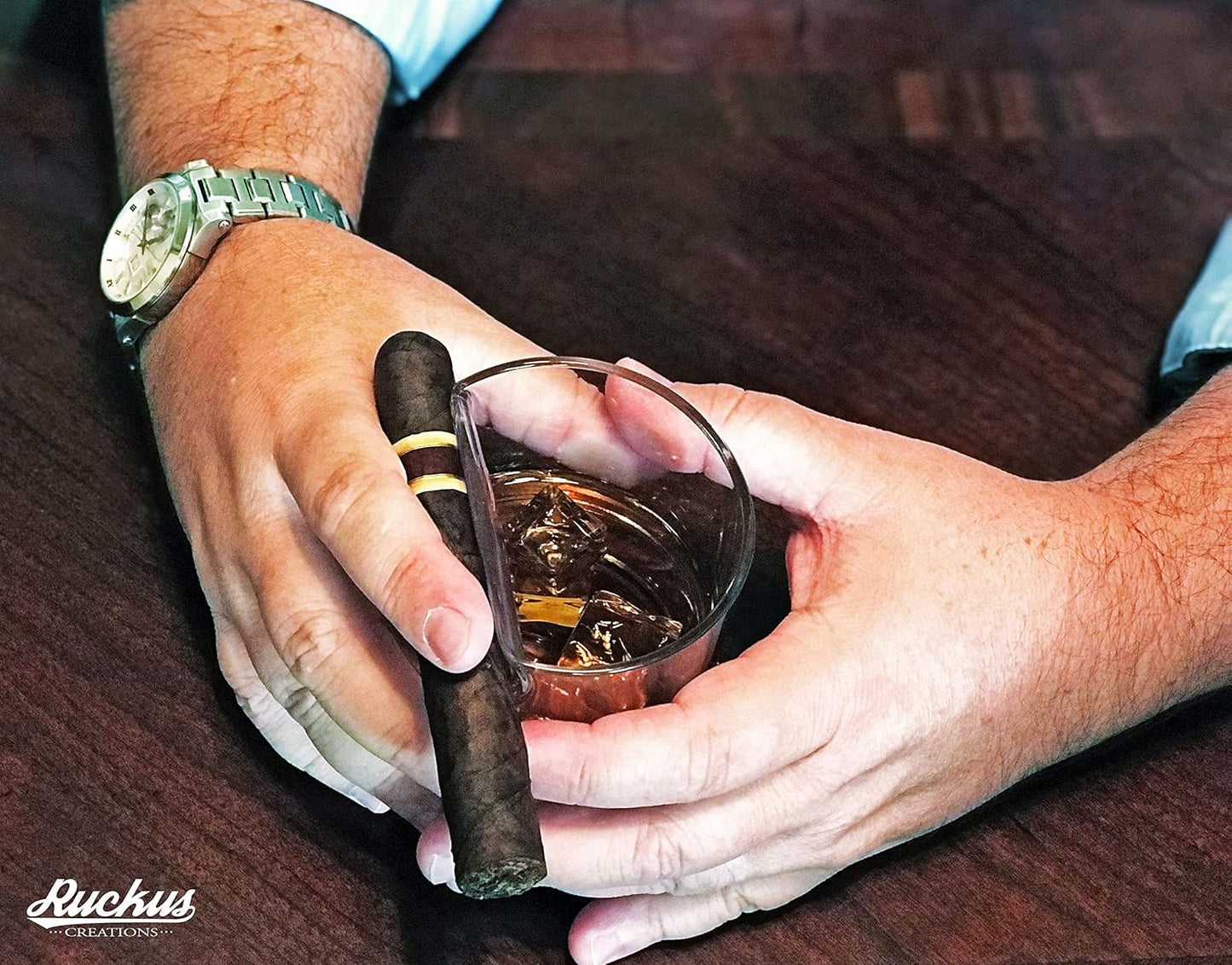 Premium Cigar Holder and Whiskey Glass - Old Fashioned Dual-Purpose Cigar Rest, Whisky Gift for Men, Father, Boyfriend,