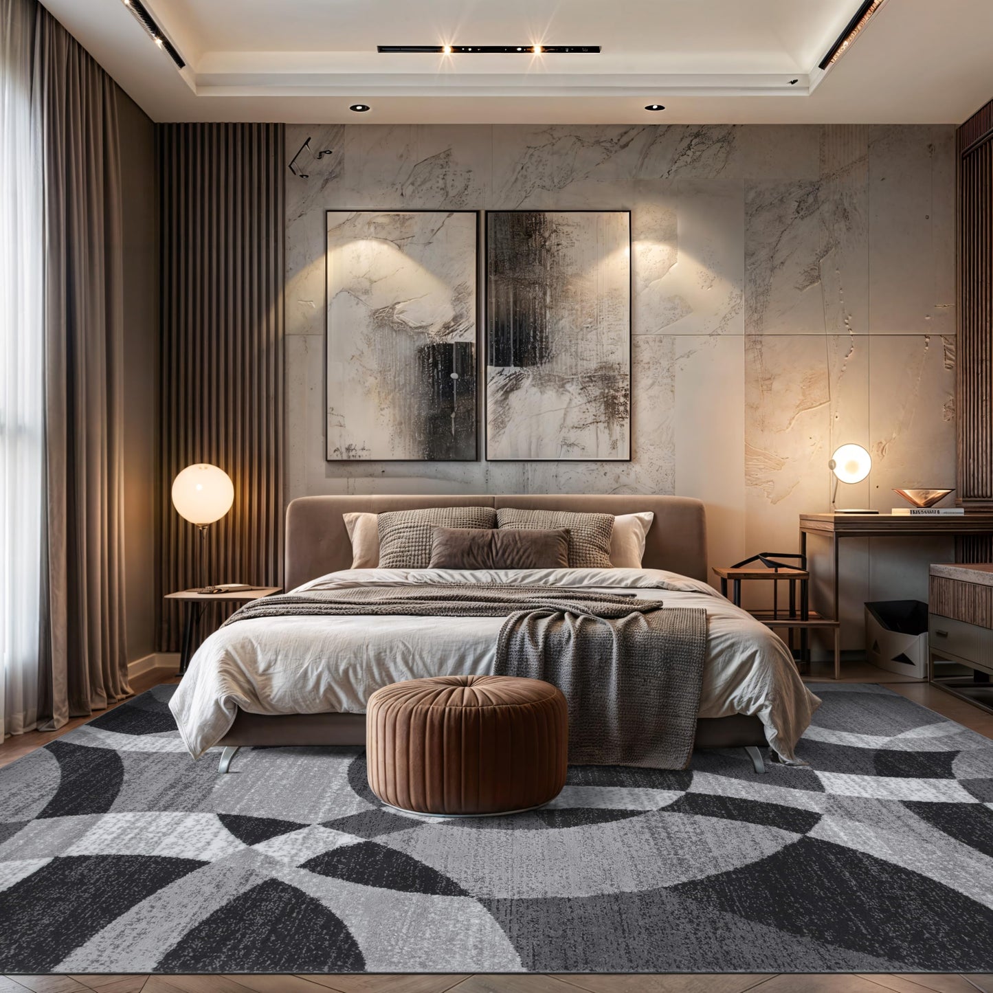 Rugshop Contemporary Abstract Circles Perfect for high Traffic Areas of Your Living Room,Bedroom,Home Office,Kitchen Area Rug 10' x 14' Gray