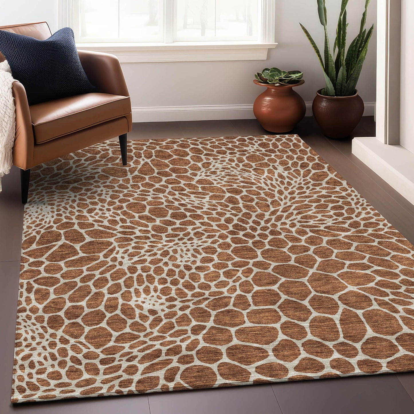 Addison Rugs Mayfield AMF919 Paprika 8' x 10' Indoor Premium Machine Washable Runner Rug, Silky Soft, Easy Clean, Non Shedding, Bedroom, Living Room, Dining Room, Kitchen, Patio Rug