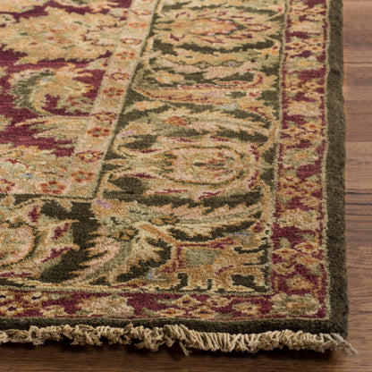 SAFAVIEH Old World Collection Runner Rug - 2'6" x 8', Burgundy & Green, Handmade Traditional Oriental Wool, Ideal for High Traffic Areas in Living Room, Bedroom (OW115A)