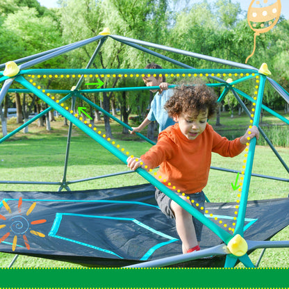 Merax 12FT Climbing Dome with Hammock, Outdoor Geometric Dome Climber Play Center for Kids 3-10 Supporting 1000 lbs, Easy Assembly Jungle Gym