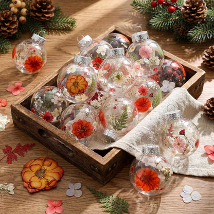 Gemscream 121 Pcs 20 Sets 2.36 inch Pressed Flower Craft Kit for Adults Womens Kit DIY Fillable Crafts Balls Dried Pressed Flowers Art Plastic Hanging Balls for Home Decor, Keepsake Crafts