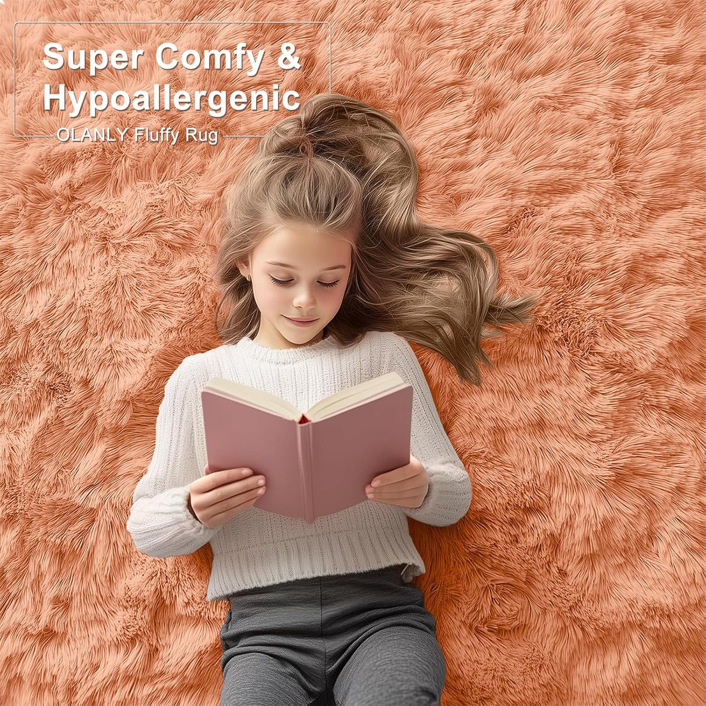 OLANLY Runner Rugs - Soft Fluffy Machine Washable 2x6 for Hallway & Bedroom | Muted Orange Decor