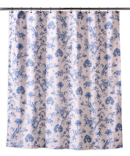 Maison d' Hermine Shower Curtain 100% Cotton One Panel 70"x72" Washable Fabric Shower Curtains for Bathroom, Easy Hanging with 12 Button Holes - Home Hotel Spa Gifts for Mothers Day (Bonobo - Blue)