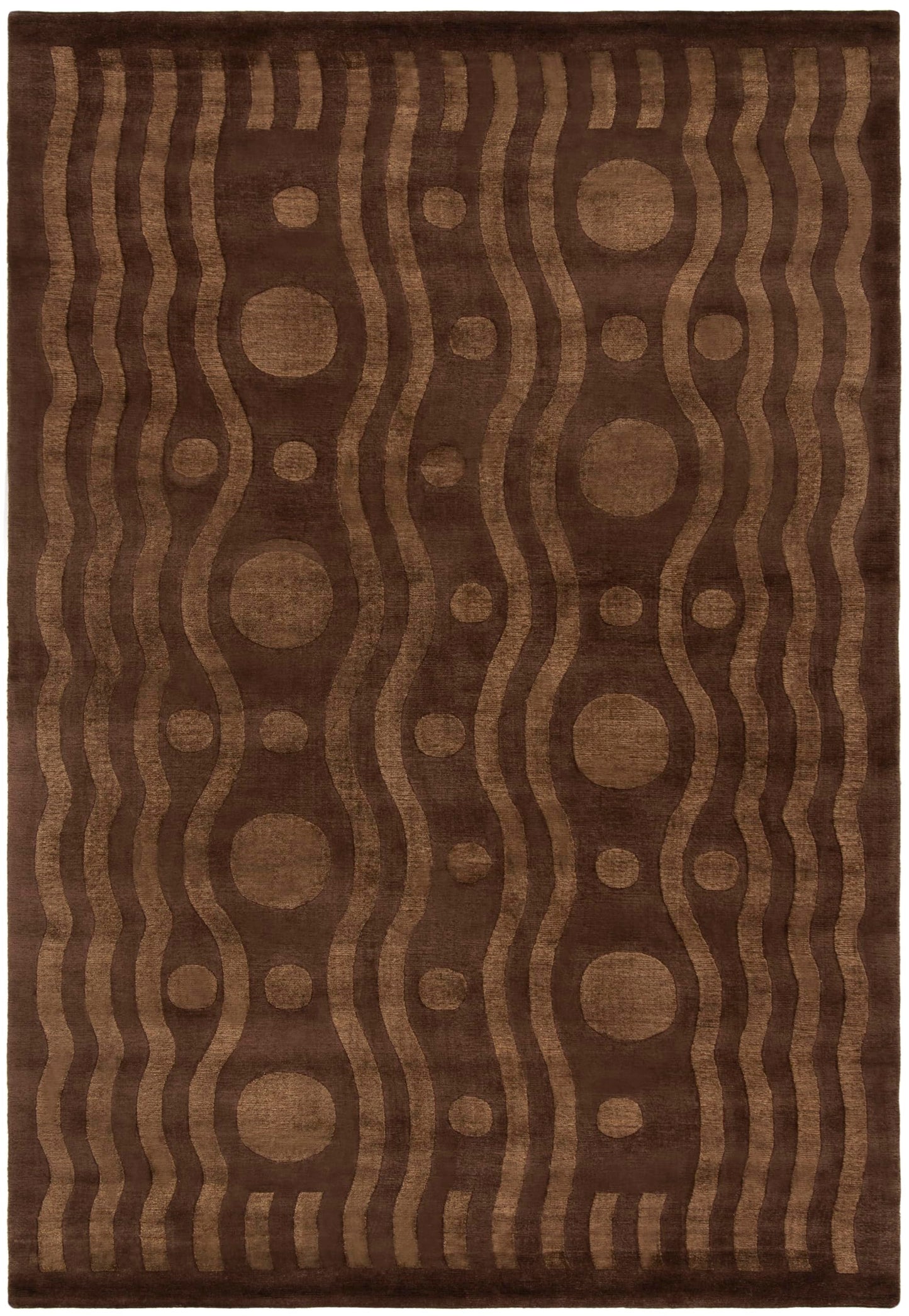 SAFAVIEH Area Rug 6x9 - Couture Collection - Coco Tan & Beige, Silk & Wool, Ideal for Living Room, Bedroom, Dining Space (TOB814E)