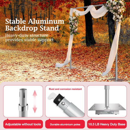 EMART Pipe and Drape Backdrop Stand Kit, 12ftx10ft Heavy Duty Adjustable Photo Background, Metal Frame with Flat Base for Wedding, Birthday Party, Banquet Decorations
