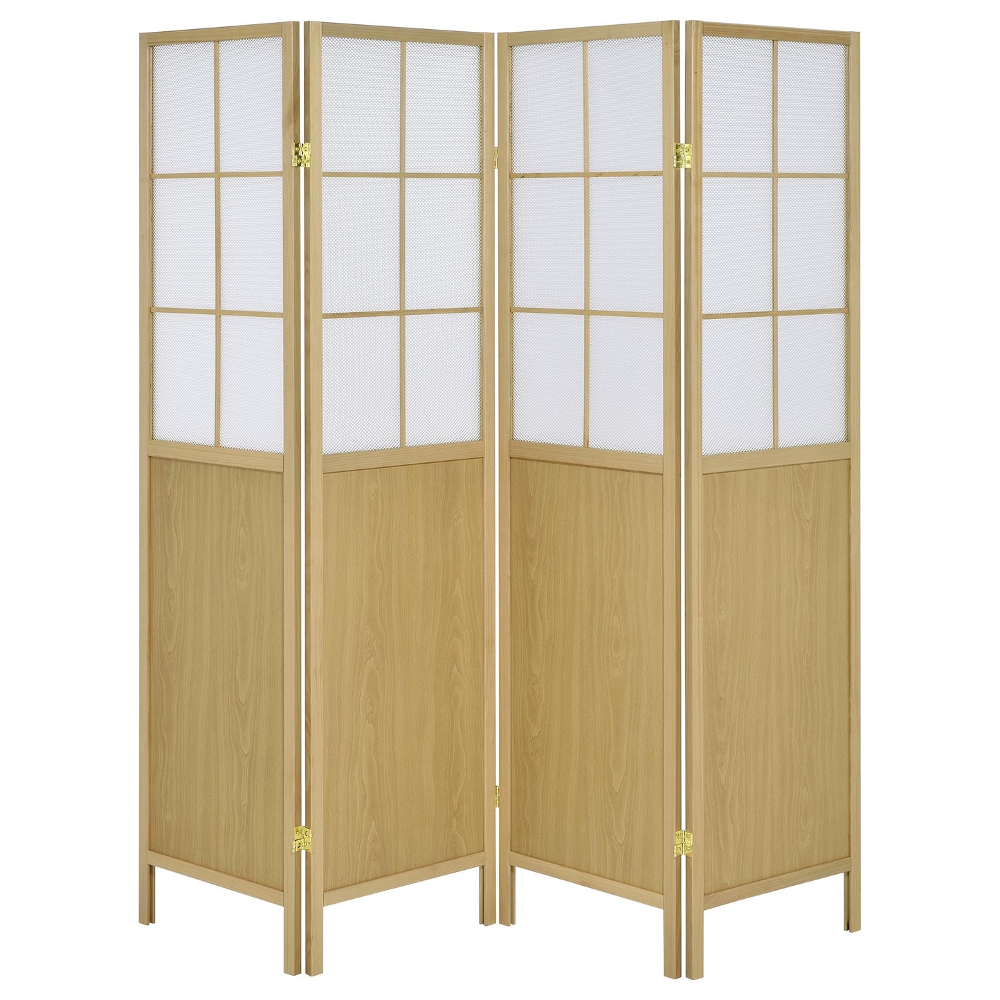 Coaster Home Furnishings Edwards 4-Panel Room Divider Folding Shoji Screen Natural
