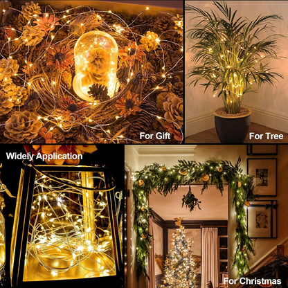 16.4Ft 50 5 Fairy Lights Battery Operated LED Silver Copper Wire Twinkle Lights with Lighting Modes for Christmas