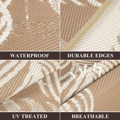 Pauwer Outdoor Rug 5'x8' Waterproof for Patios, Reversible Plastic Straw Rug, Indoor Outdoor Area Carpet RV Mat, Patio Camping Mats for RV, Picnic, Backyard, Deck, Balcony, Porch
