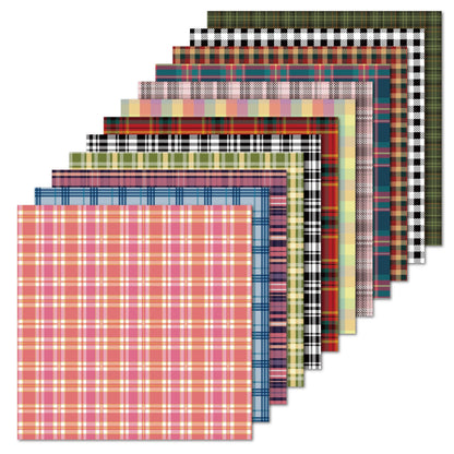 Desecraft Plaid Tartan Flannel 12x12 in Double Sided Paper Pad Pack Scrapbook Cardstock Decorative Paper - 36 Sheets - for Boys Card Making Origami Decorative Scrapbooking Supplies