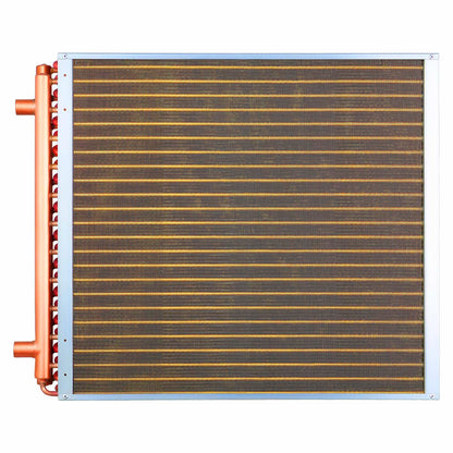 VEVOR Water to Air Heat Exchanger, 24 x 24 in Finned Tube HVAC Heat Exchanger Coil with Copper Tubes & Aluminum Fins, 225K BTU Output for Outdoor Wood Furnace, Hydronic Heating & Cooling Systems
