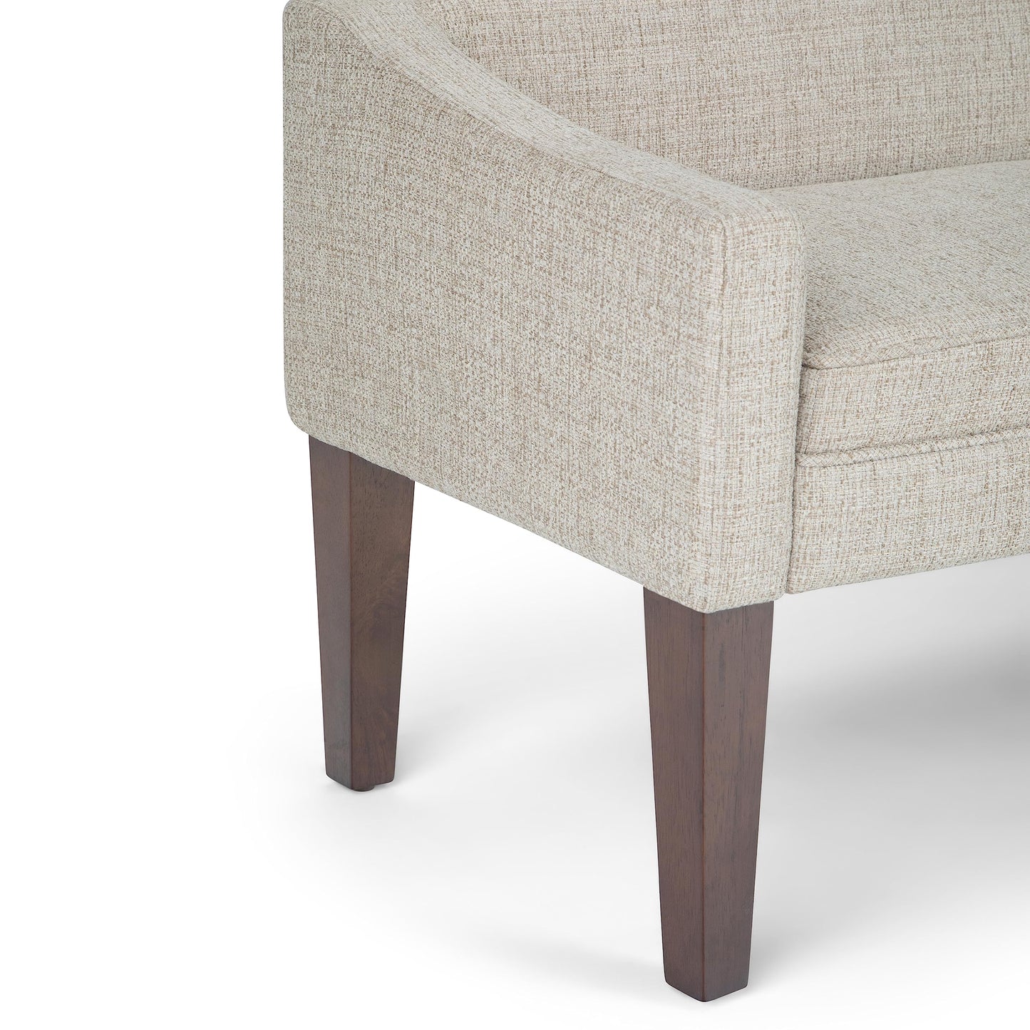 SIMPLIHOME Parris Upholstered Bench - 50 inch Wide Upholstered Hallway Seat in Platinum, Contemporary Bench for Entryway or Living Room with Tufted Cushion, Solid Wood Legs and Sleek Profile