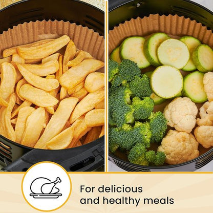 Baker's Signature Air Fryer Liners - 125 Pcs Non-Stick & Oil Proof Round Paper Liners | 8 Inch for 5-8 Qt Baskets