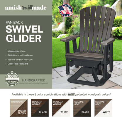 American Furniture Classics Fan Back Swivel Glider in Brazilian Walnut/Black