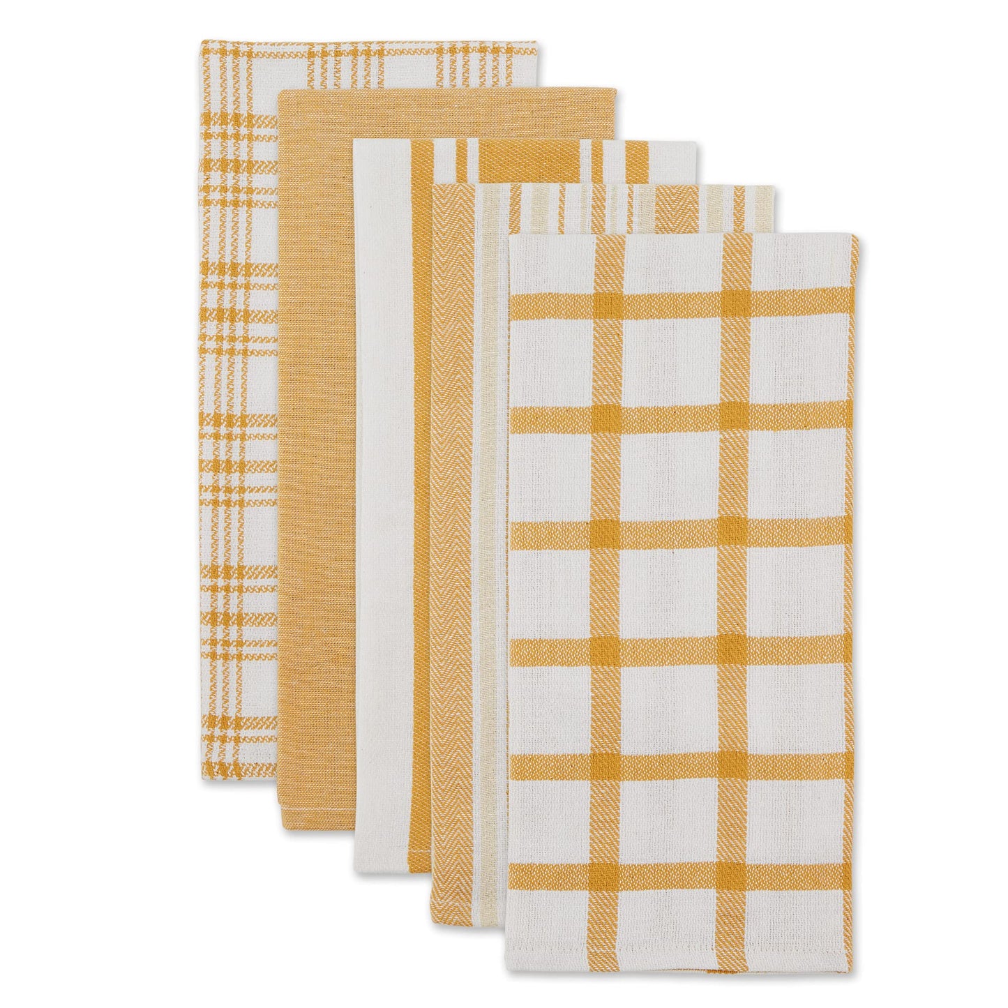 DII Assorted Woven, Kitchen Dishtowel Set, 18x28, Honey Gold, 5 Piece