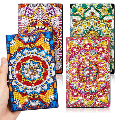 Patelai 4 Pcs Diamond Mandala Flower Notebook Kits 3 x 5 in DIY Mandala Cover Notebook Crystal Journal Sketchbook Notepad for Men Women Birthday Crafts Gift Drawing Painting