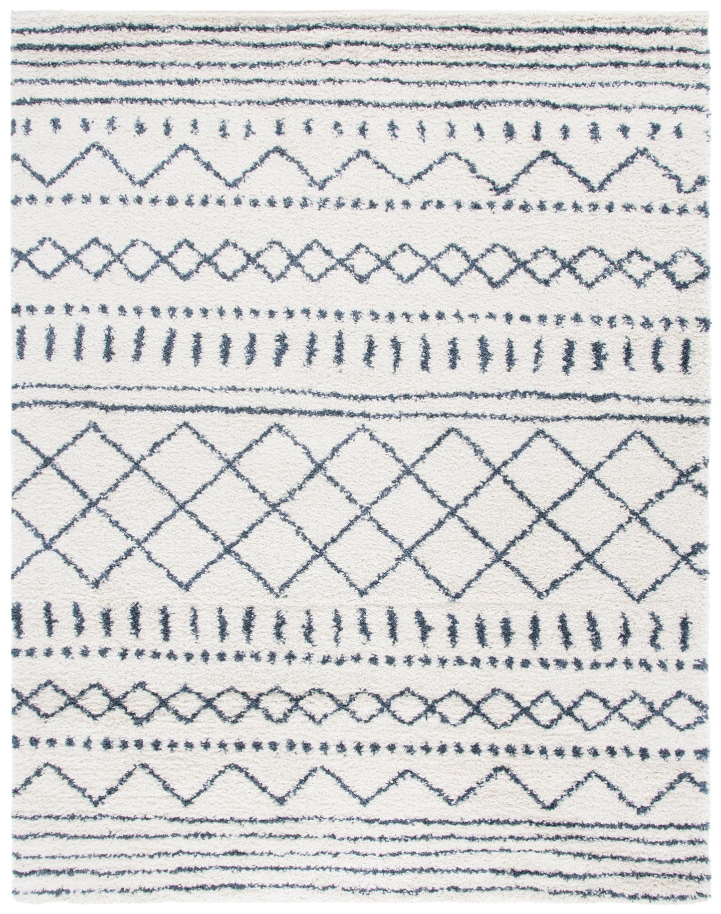 SAFAVIEH Area Rug 10x14 - Arizona Shag Collection - Large - Ivory & Slate, Moroccan Boho Design, Non-Shedding & Easy to Clean, Ideal for Living Room, Bedroom, Dining Space (ASG741M)
