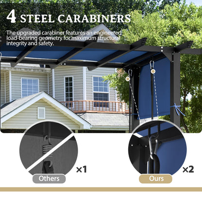 BlueWish 3-Seat Porch Swing, Outdoor Metal Pergola Swing Bed Hanging Cloud Swing Chair with Adjustable Curtains, Patio Hammock Swinging with Cushion for Porch, Backyard, Garden, Blue