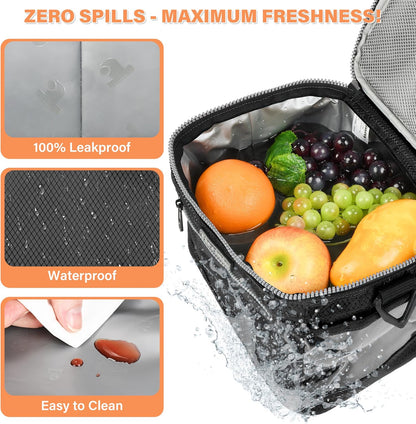Tirrinia Insulated Lunch Box for Men/Women, Leakproof Lunch Bag for School, Work, Kids, Soft Reusable Cooler