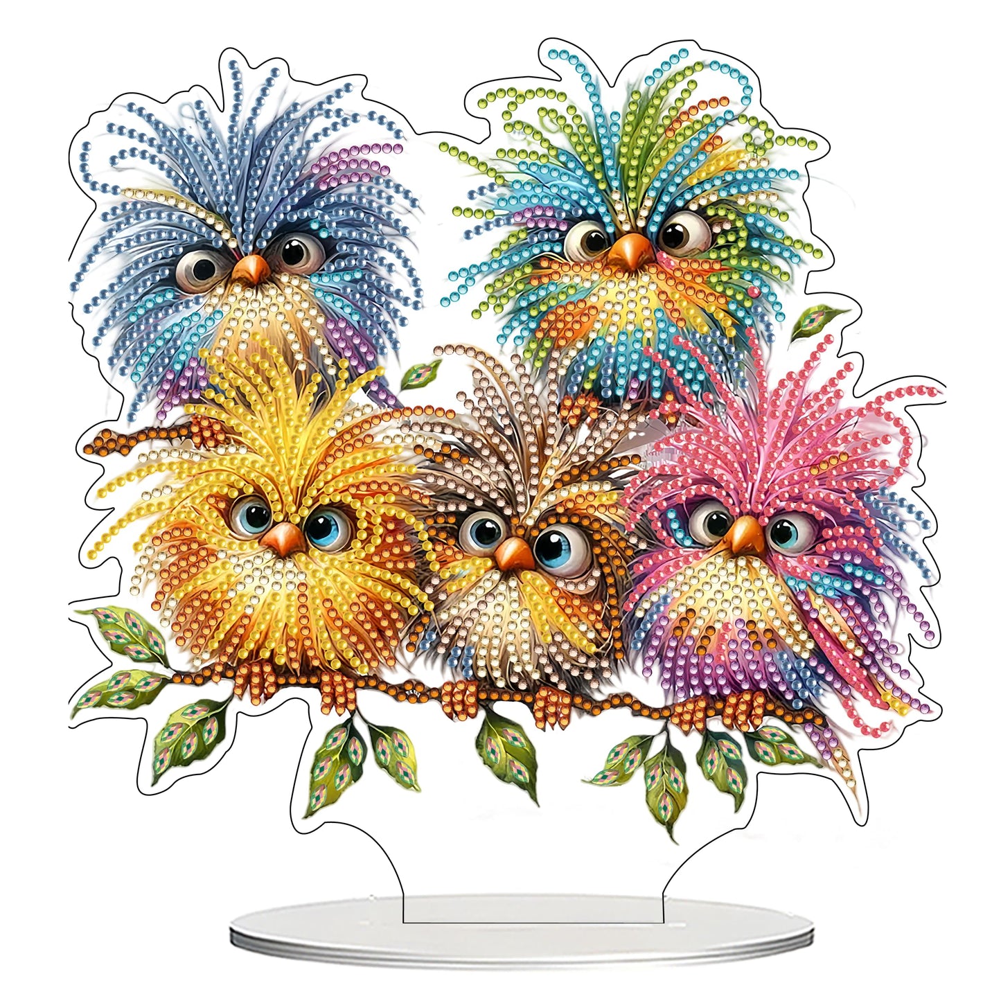 JJFox DIY Tabletop Diamond Art Painting Kit，Desktop Ornament Special Shaped Rhinestone Desk Placement Ornament，Home Stand Up Gem Painting Craft Kit，Gift，Double Sided (Bird)