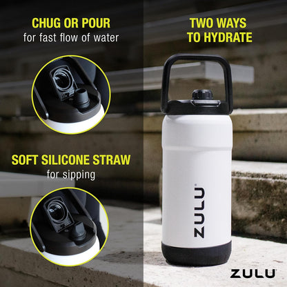 ZULU Goals Vacuum Insulated Large Capacity Stainless Steel Water Bottle | Reusable Jug with Carry Handle
