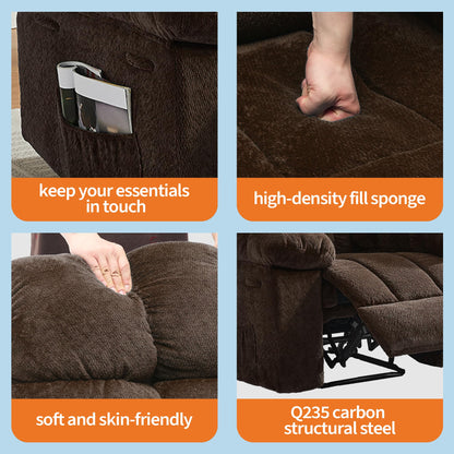 21.2'' Manual Recliner Chair,Ergonomic Overstuffed Breathable Fabric Reclining Chair with Side Pockets,Q235 Steel Frame Lazy Boy Recliner Single Sofa for Living Room Bedroom