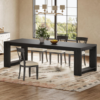 Tribesigns 86.61-Inch Dining Table for 6-8 People, Narrow Long Modern Kitchen Table with Pedestal Base, Farmhouse Extra Long Rectangular Dining Room Furniture, 27.56 x 86.61 x 29.53 Inches, Black