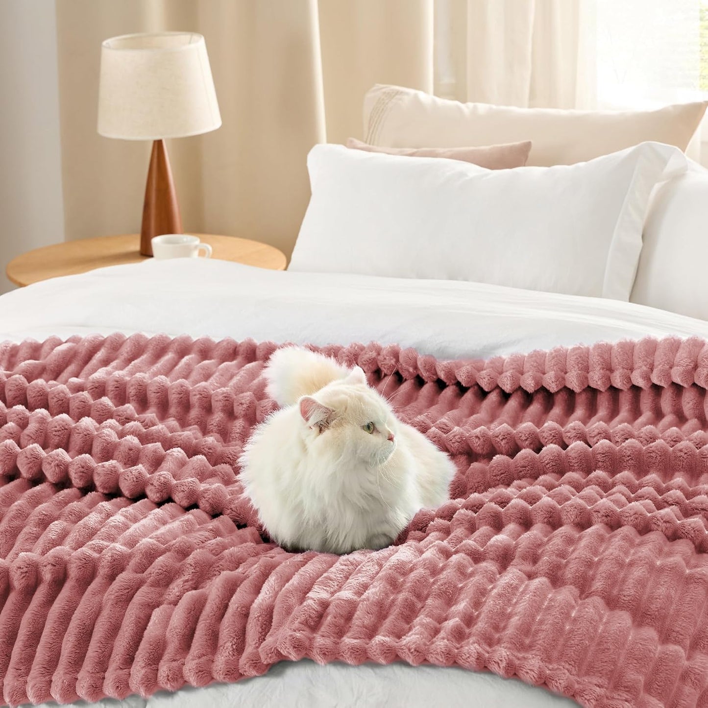 Bedsure GentleSoft Twin Blanket - Cozy Dusty Pink Fleece Throw for Couch, 60x80 Inches