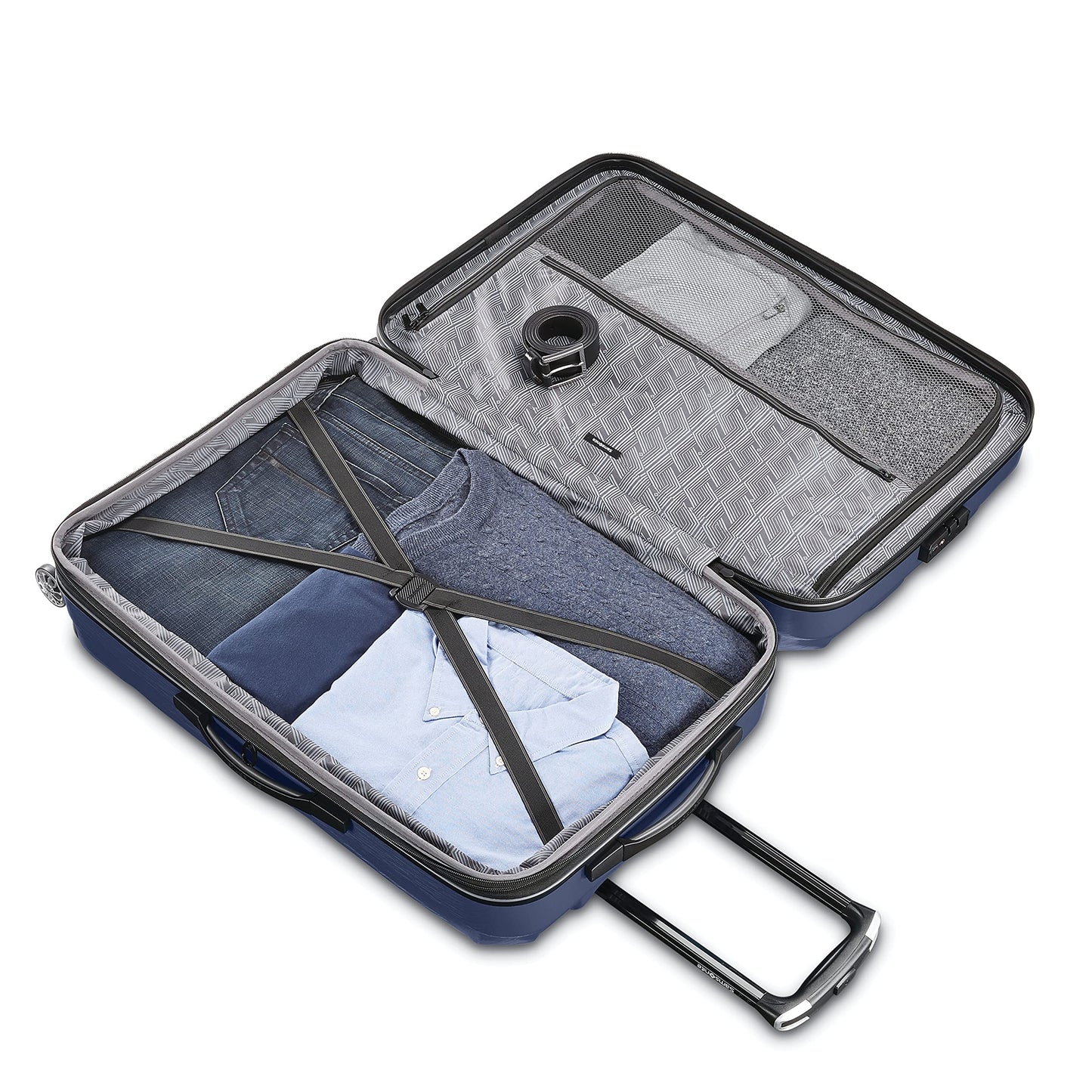 Samsonite Centric 2 Hardside Expandable Luggage with Spinner Wheels, True Navy, Checked-Large 28-Inch