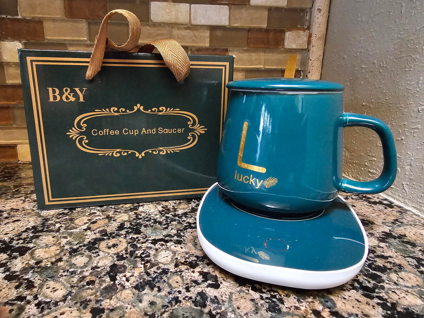 Smart Beverage Coffee/Tea Mug Warmer (Ceramic) with Cup Warmer Set with Gravity Sensing Auto Shut Off Heating Plate for Home Office Hostel Kitchen Conference Room (Green)