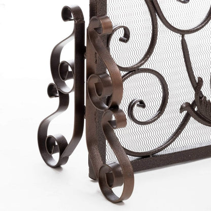 Christopher Knight Home Wilmington Fireplace Screen, Gold Flower On Black