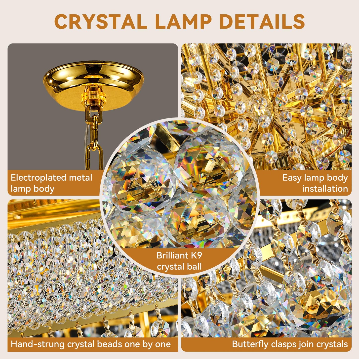 Dvasovio 42'' W Luxury 3-Tier Empire Crystal Chandelier, 36 LED Bulbs, 480 Hand-Strung K9 Crystals (4 Spares), 79-Inch Adjustable Chain, Ideal for Foyer, Staircase, Double-Height Living Room (Gold)