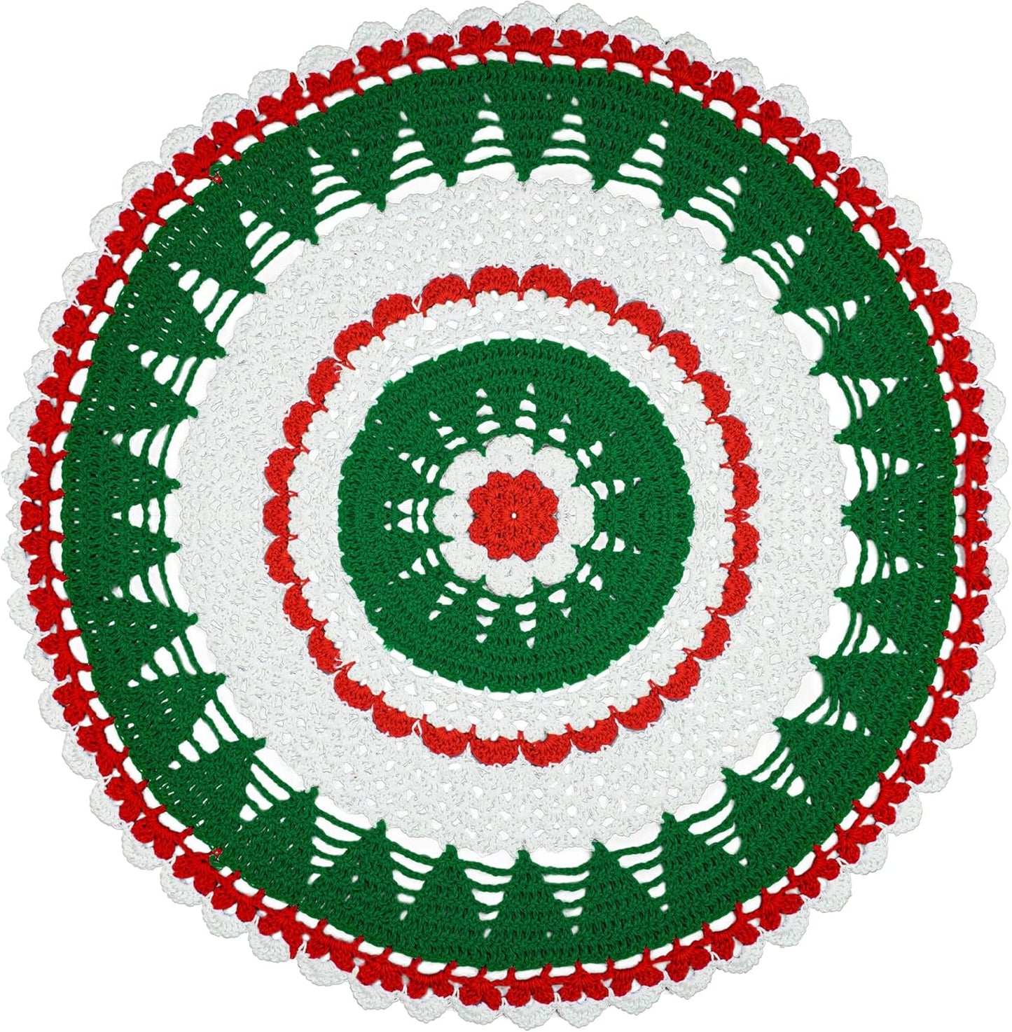 19 Inch One Piece Christmas Doily Crochet for Dressers and End Tables Crafts Large Doilies Cloth Lace Placemats