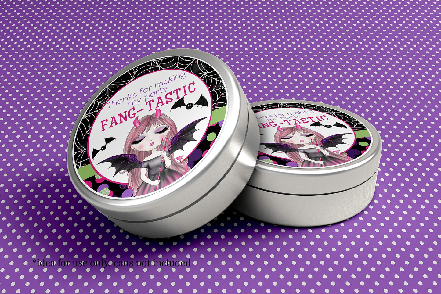 Fang-Tastic Vampire Girl Halloween Birthday Thank You Sticker Labels for Girls, 40 2" Party Circle Stickers by AmandaCreation, Great for Party Favors, Envelope Seals & Goodie Bags