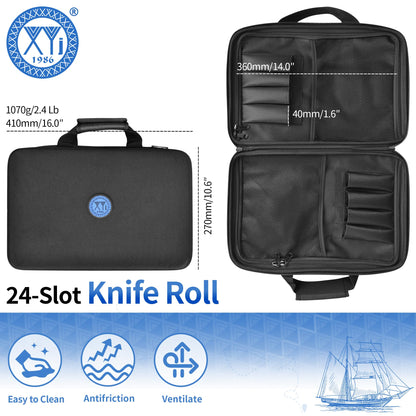 XYJ 26 Slots Knife Bag, Oxford Cloth Carrying Case, Professional Chef Knife Storage Case, Knife Carrier Travel Knives Roll Bag for Kitchen Knives Accessories Utensil