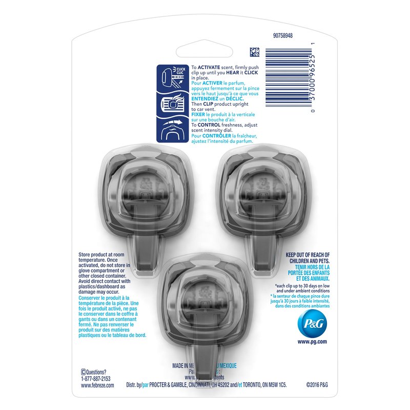 Febreze Car Vent Clip Air Freshener, Gain Original, 0.037 Pound