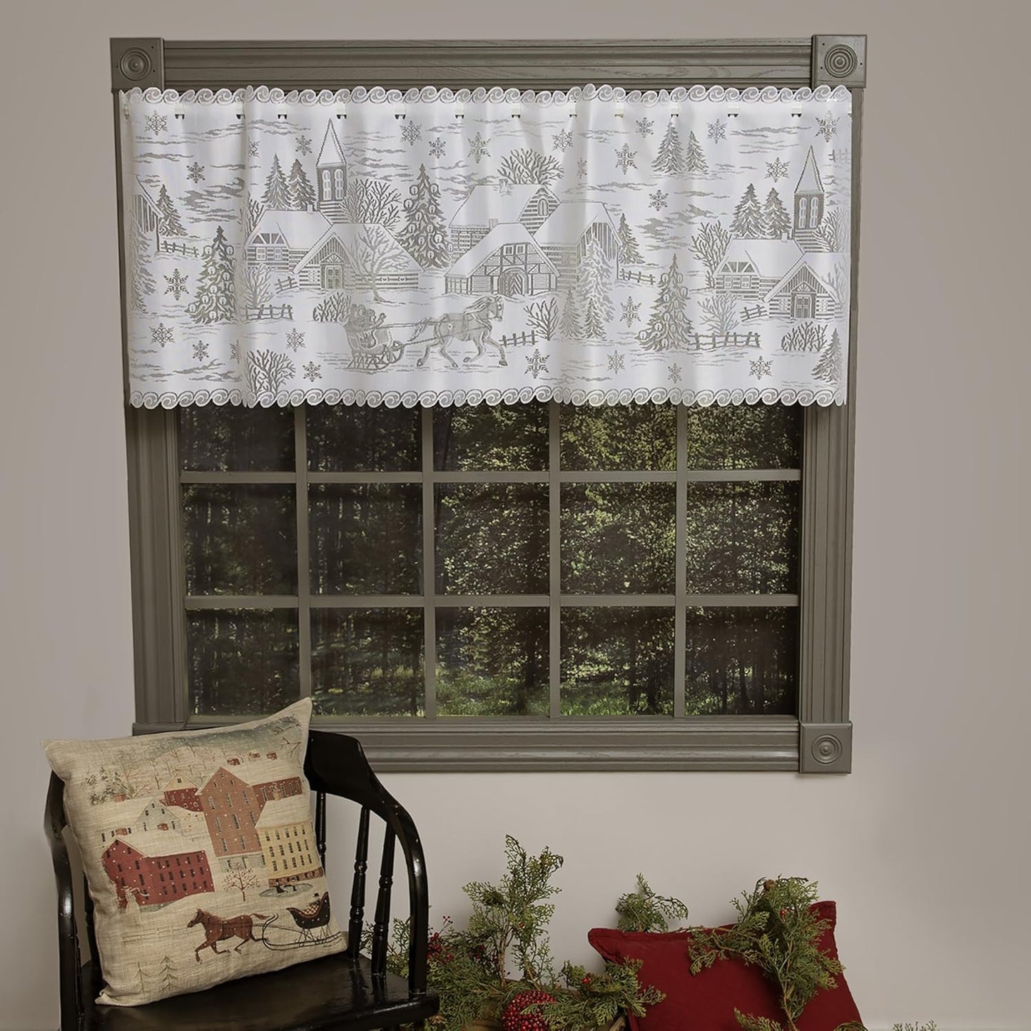 Heritage Lace 60" X 20" White Sleigh Ride 4-Way Mantle Scarf