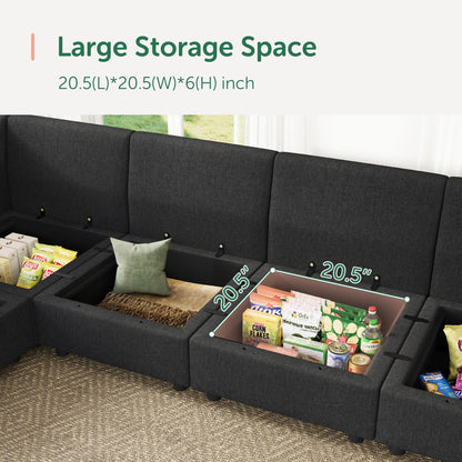 HONBAY Modular Sectional Sofa L Shaped Sectional Couch with Storage, Convertible Couches for Living Room - Linen Grey