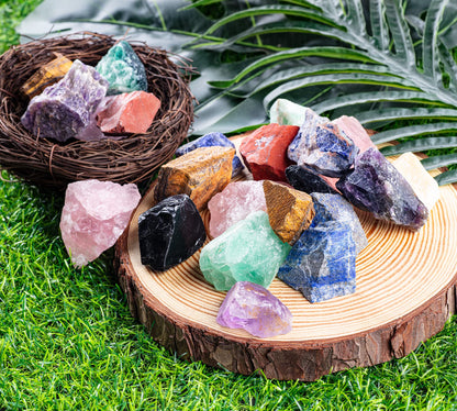 1 lb Bulk Rough Madagascar Stones Mix Large 1" Natural Raw Stones for Tumbling, Cabbing, Fountain Rocks, Decoration,Polishing, Wire Wrapping, Wicca and Reiki