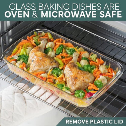 Cook With Color 8-Piece Deep Glass Baking Dish Set - Versatile Casserole & Food Storage Containers | Microwave & Dishwasher Safe, Sage