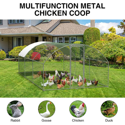 9.8'x19.7'x6.5' Large Metal Chicken Coop Walk-in Poultry Cage, Outdoor with Waterproof Anti-UV Cover & Galvanized Frame, Chicken Run for Backyard Farm, Ducks, Rabbits