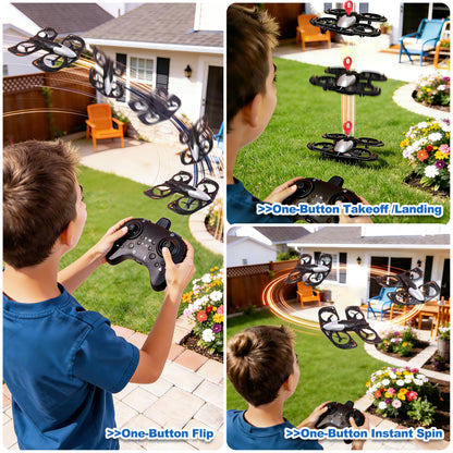 LIHBCAIYI Remote Control Airplane with Rolling Wheels,Fighter Jet Toys with Altitude Hold,LED Lights,360° Flip,Multi-Mode RC Plane Quadcopter Airplane Toy Gifts for Beginners (Orange)