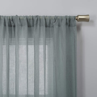 No. 918 Genevieve 2-pack Linen Weave Sheer Grommet Curtain Panel Pair | 50" x 63", Harbor