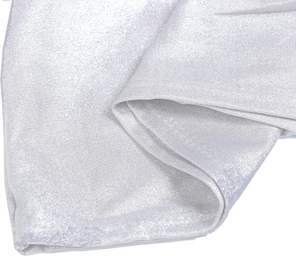 MDS Spandex Foil Chair Sashes - Universal Elastic Stretch Bands with Buckle for Weddings | Metallic Silver, Pack of 125