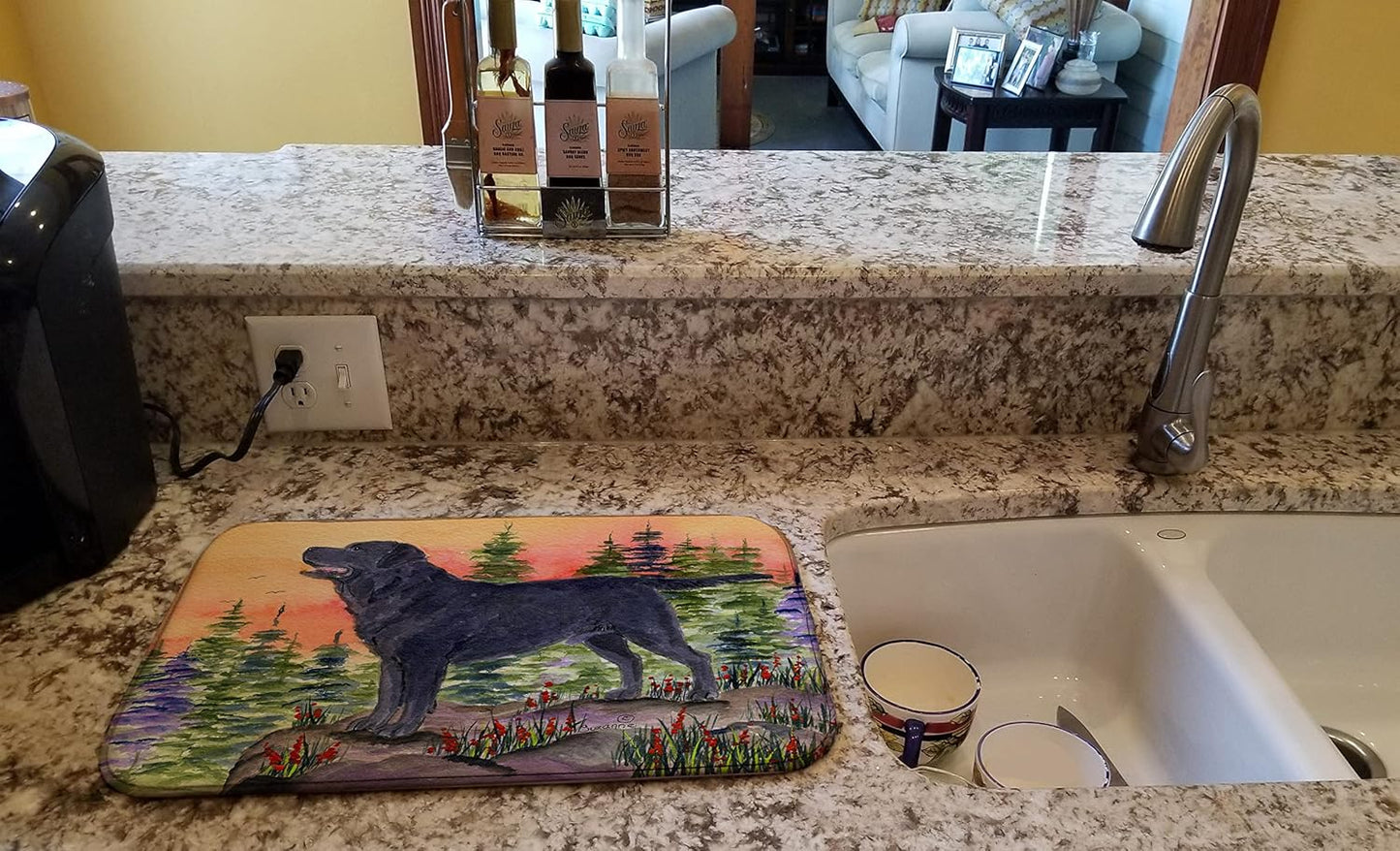 Caroline's Treasures SS8624DDM Labrador Dish Drying Mat, Absorbent Pad for Kitchen Counter, 14 x 21", Multicolor