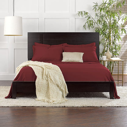 Pure Bamboo Queen Sheets - Luxuriously Soft 100% Organic Viscose Bed Sheet Set | Cooling & Durable (Queen, Merlot)